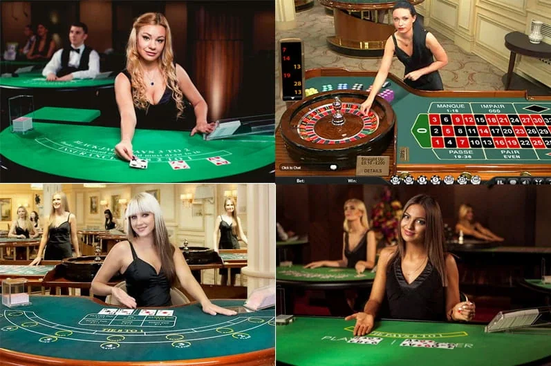 Antarmuka permainan kasino live dengan meja dealer