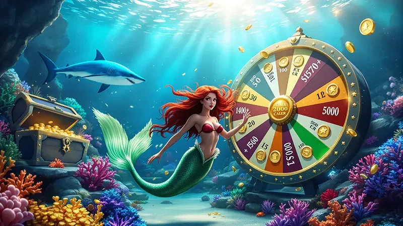 Ilustrasi permainan tembak ikan dengan target bawah laut